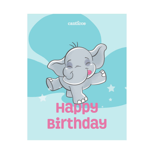 Benji Happy Birthday Dancing Elephant Kids Poster