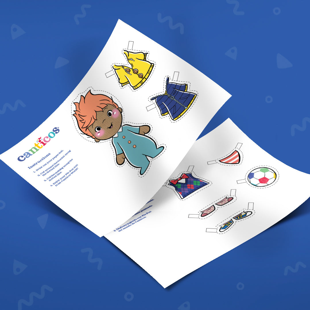 Printable Pin Pon Cut-out Doll