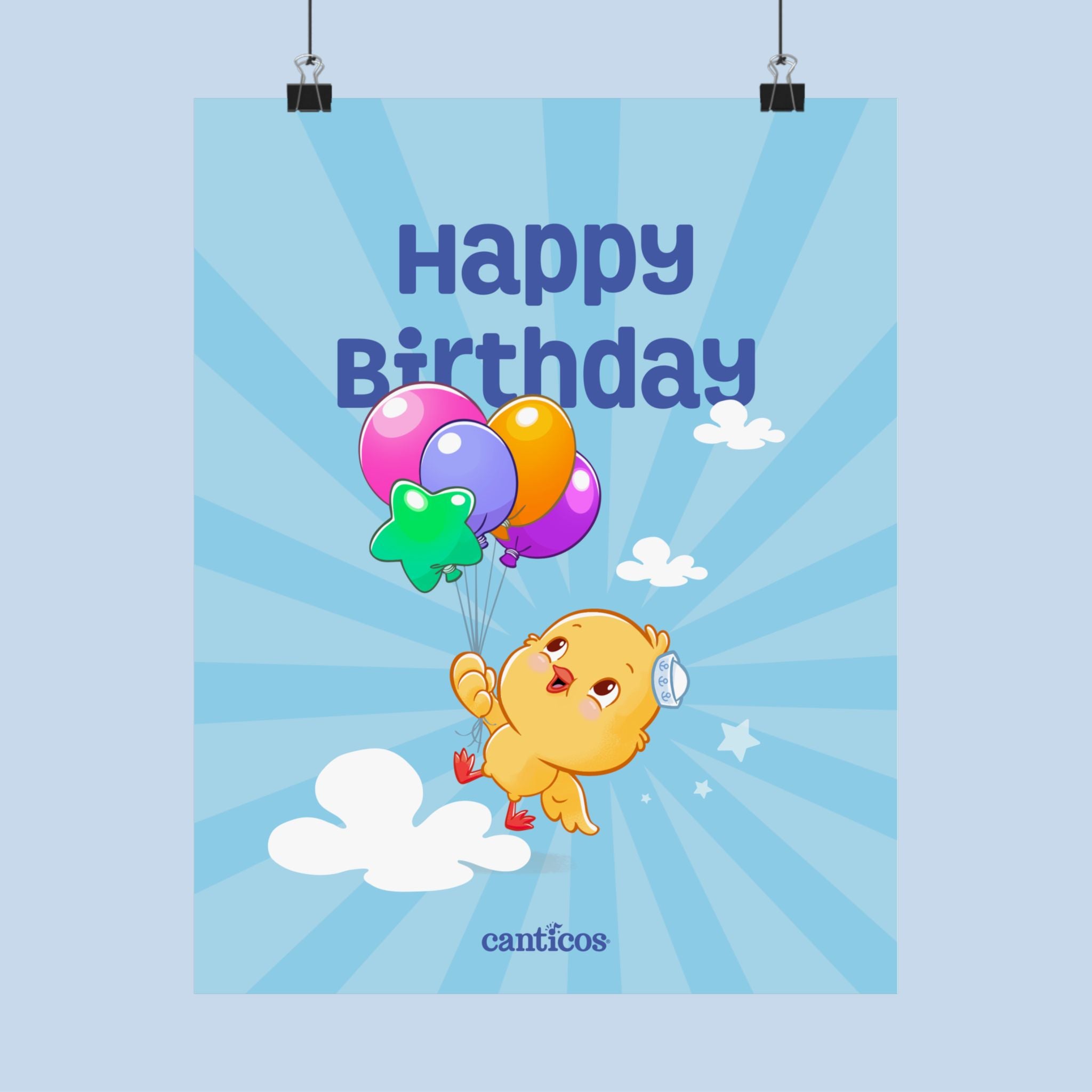 Ricky Happy Birthday Balloon Sky Kids Poster