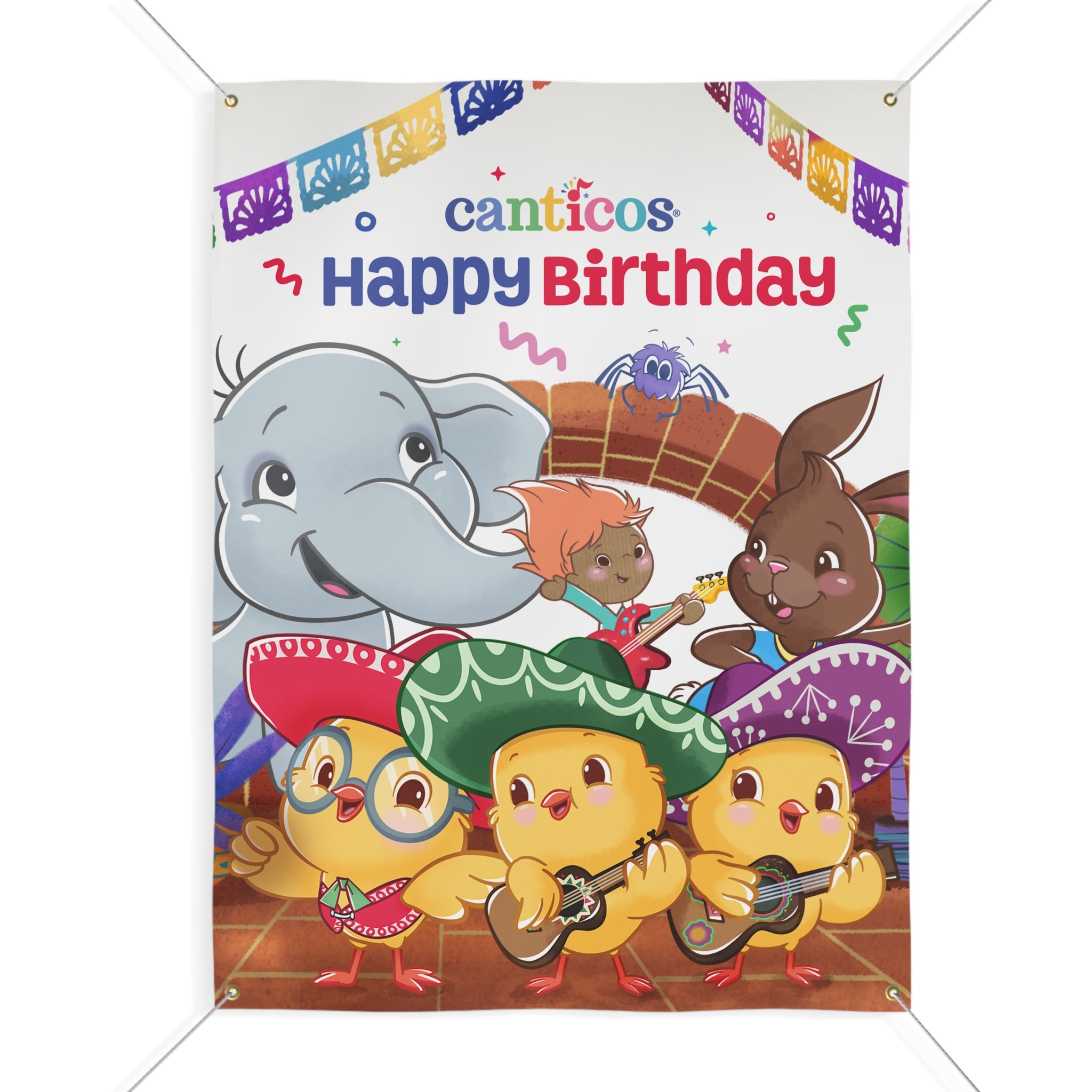Happy Birthday Mariachi Chickies, Benji, Lili, Pin Pon & Sammy Banner