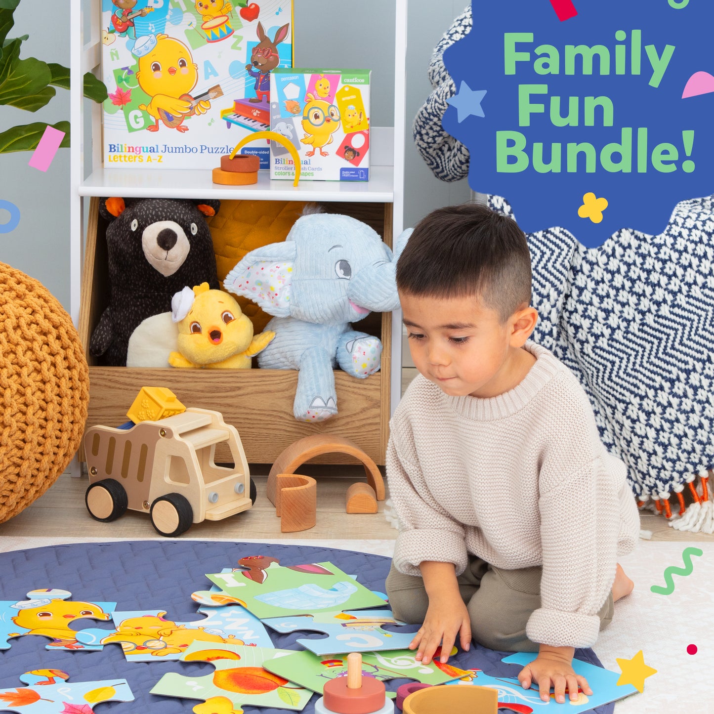 Family Fun Bundle: Books, Sound Books, Puppet Book, Puzzles, Flash Cards, Printables & Activity Kit