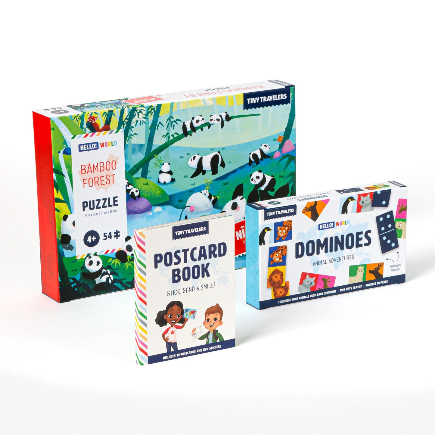 Animal Lovers Book & Toy Bundle: Postcard Activity Set, Dominoes & Puzzle