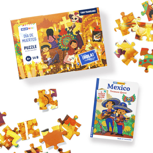 Explore Mexico Book & Toy Bundle: Día de Muertos Puzzle & Hardcover Book
