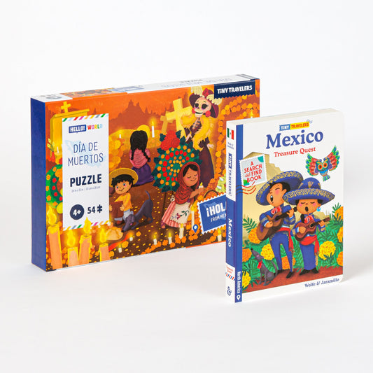 Explore Mexico Book & Toy Bundle: Día de Muertos Puzzle & Hardcover Book